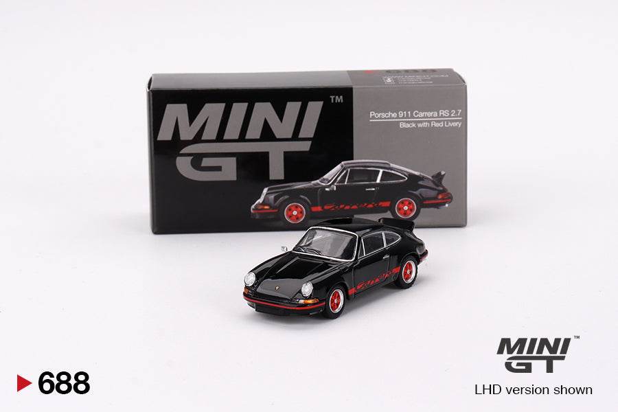 MINI GT - #688 PORSCHE 911 CARRERA RS2.7 - BLACK AND RED LIVERY - SEALED - Its Fun