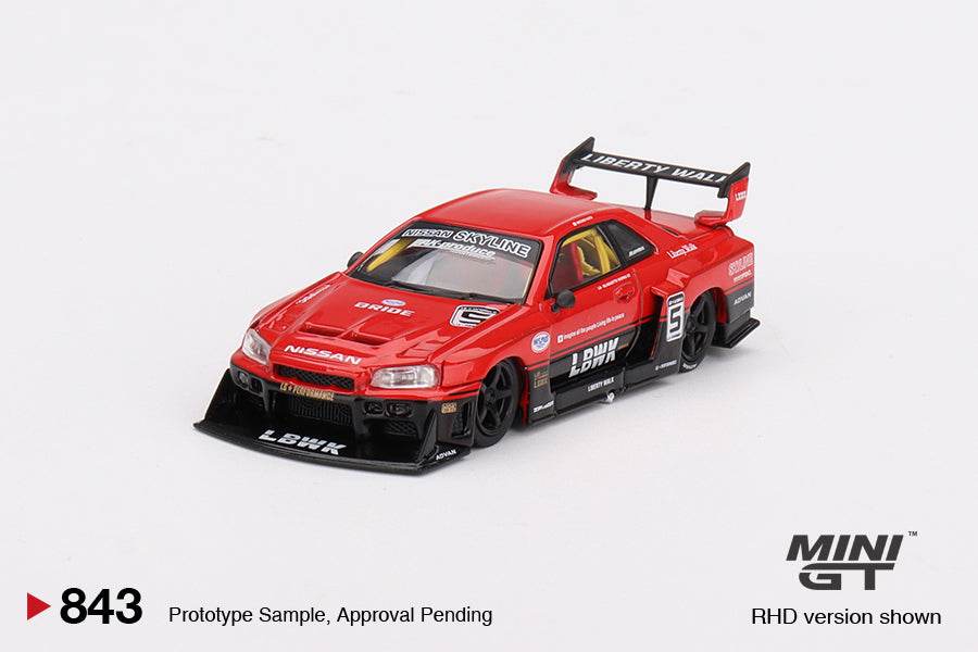 MINI GT - SEALED- NISSAN LB-ER34 SUPER SILHOUETTE SKYLINE (RED/BLACK) - Its Fun