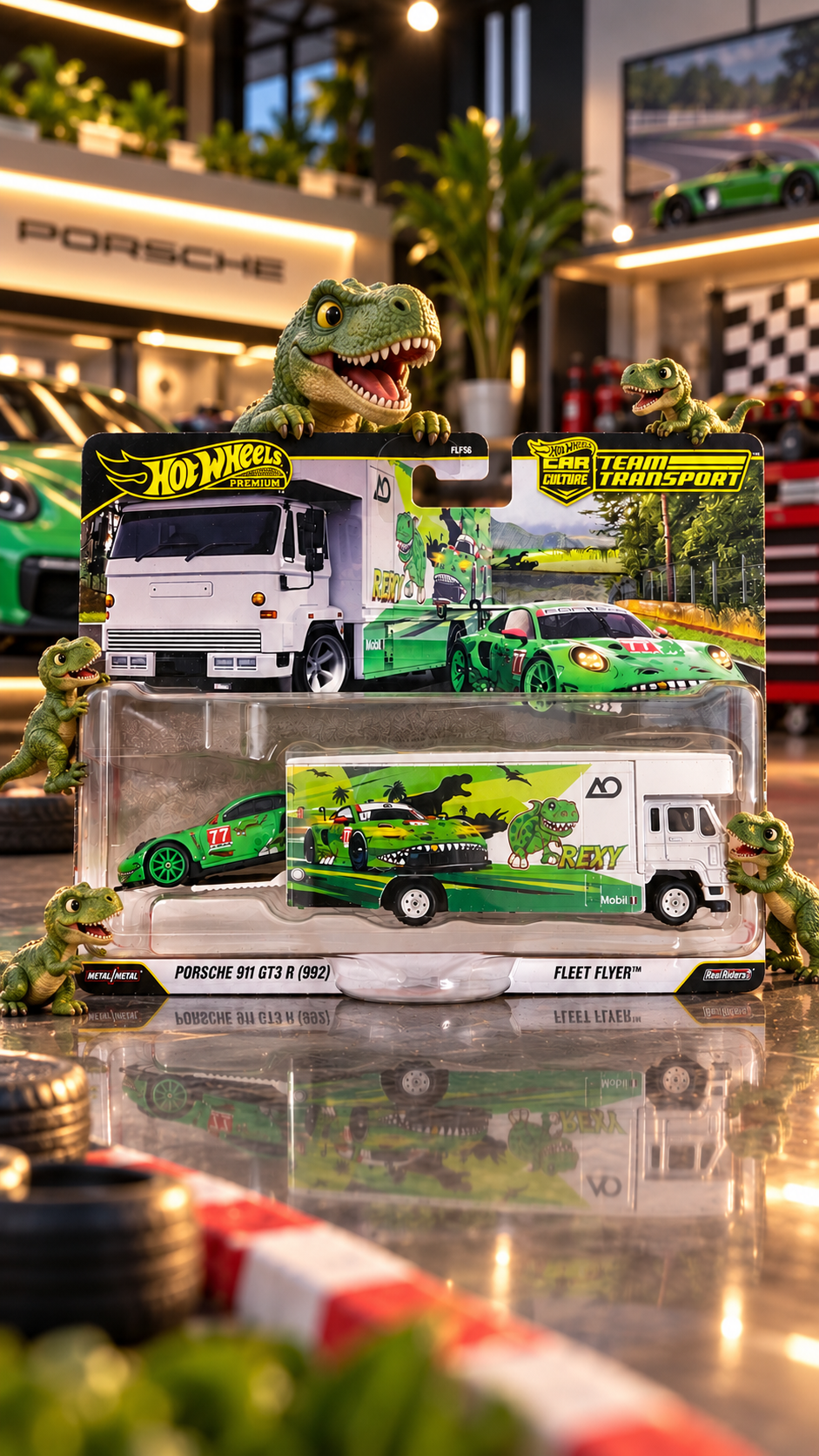 TEAM TRANSPORT - HOT WHEELS - PORSCHE 911 GT3 R (992) / FLEET FLYER - REXY- ZX1