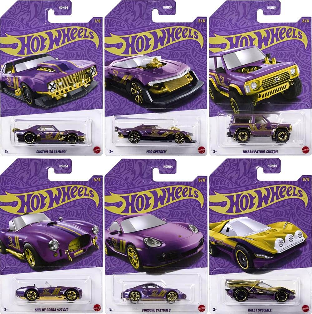 HOT WHEELS 57TH ANNIVERSARY SET OF 6 CARS INCLUDING CHASE - 4D - Its Fun