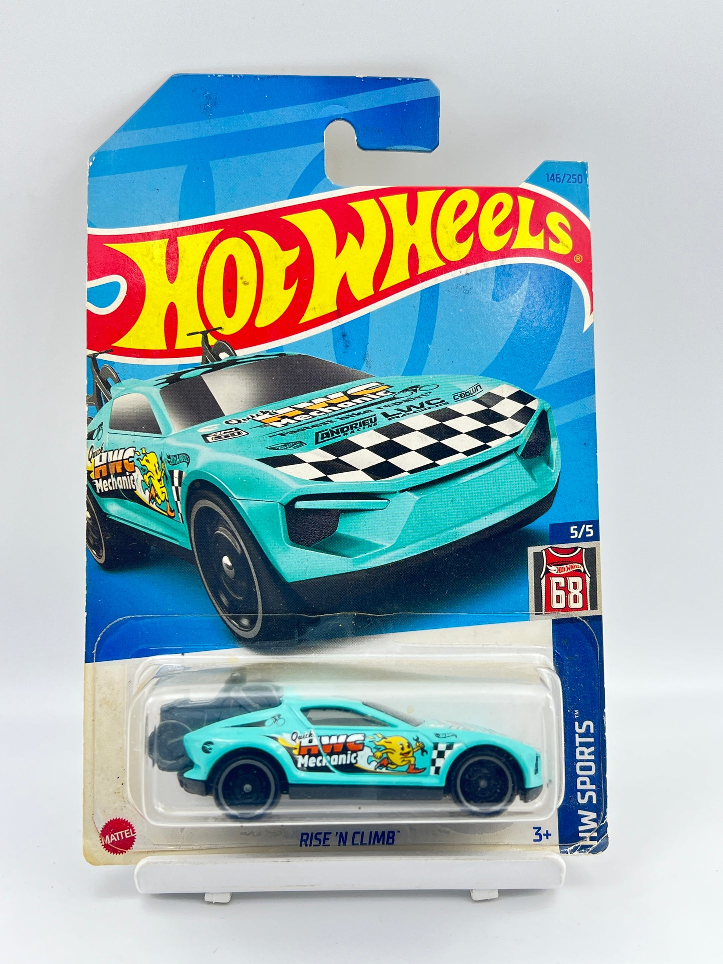 TREASURE HUNT - HOT WHEELS - OLD LOOKING YELLOW SHADED CARD - ( CARD AS IN PIC ) - RISE N CLIMB - 7C