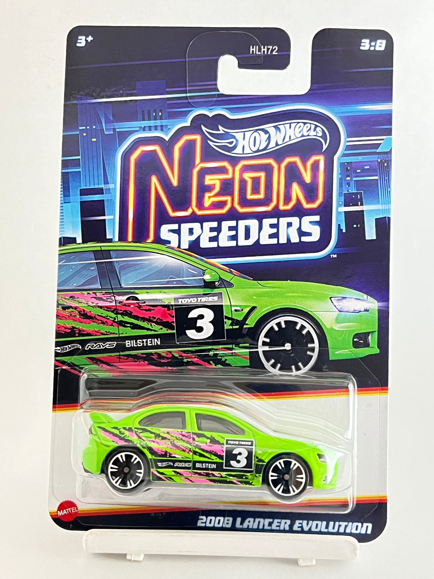 HOT WHEELS - NEON SPEEDERS - 2008 LANCER EVOLUTION - 4B - Its Fun- Hot wheels - matchbox - diecast