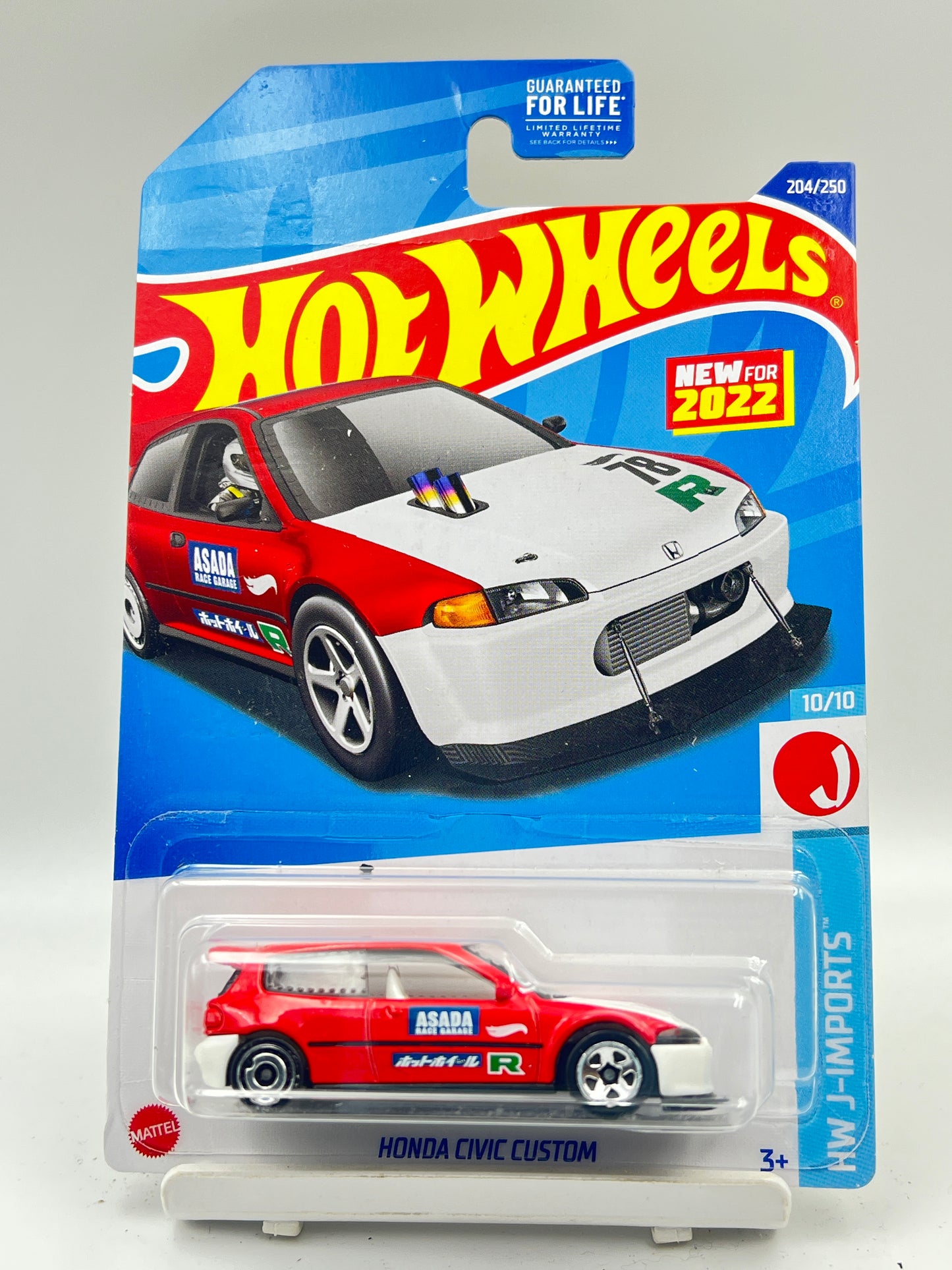 MILD HOOK CREASE - IMPORTED - HOT WHEELS - HONDA CIVIC CUSTOM - RED/WHITE - C1
