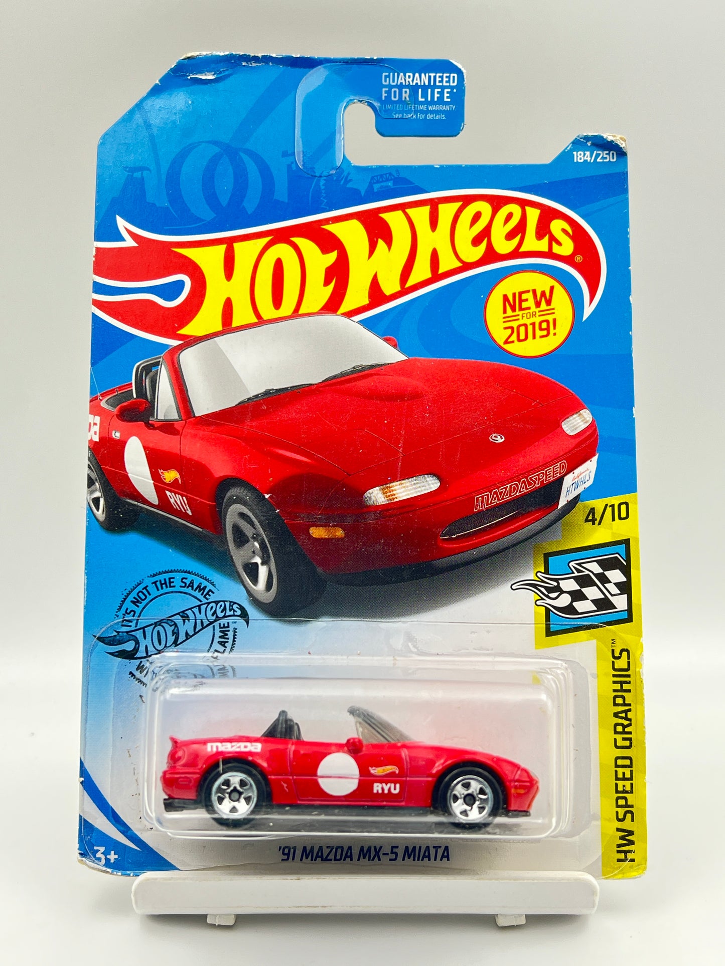 DAMAGED CARD - IMPORTED - HOT WHEELS - 91 MAZDA MX-5 MIATA - RED - 4F
