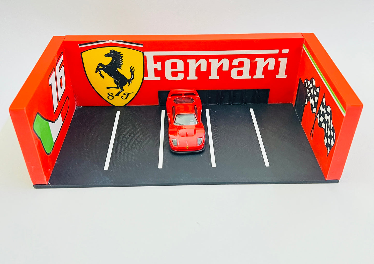3D PRINTED - FERRARI MINI GARAGE DISPLAY - Its Fun- Hot wheels - matchbox - diecast