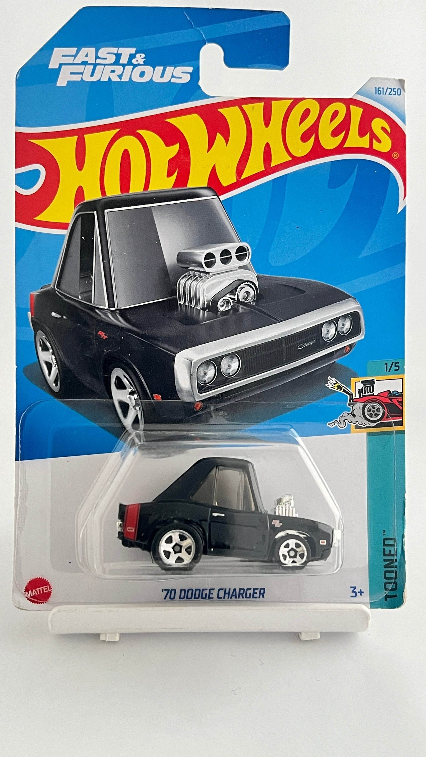 CREASED CARD - HOT WHEELS - 70 DODGE CHARGER - TOONED BLACK - 3E - Its Fun