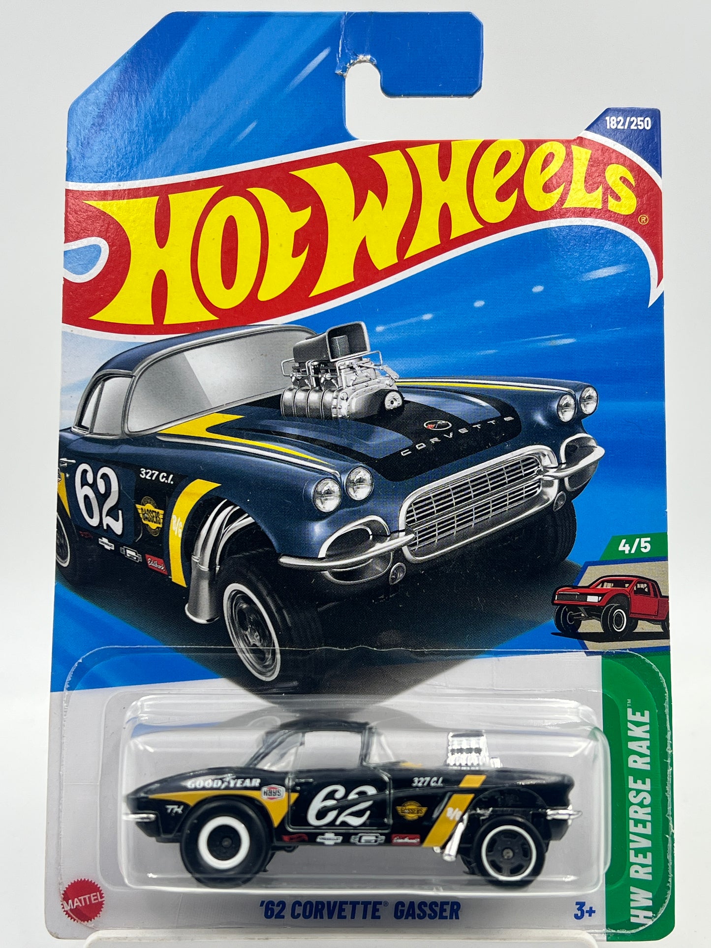 SUPER TREASURE HUNT - HOT WHEELS - 62 CORVETTE GASSER WITH PROTECTOR