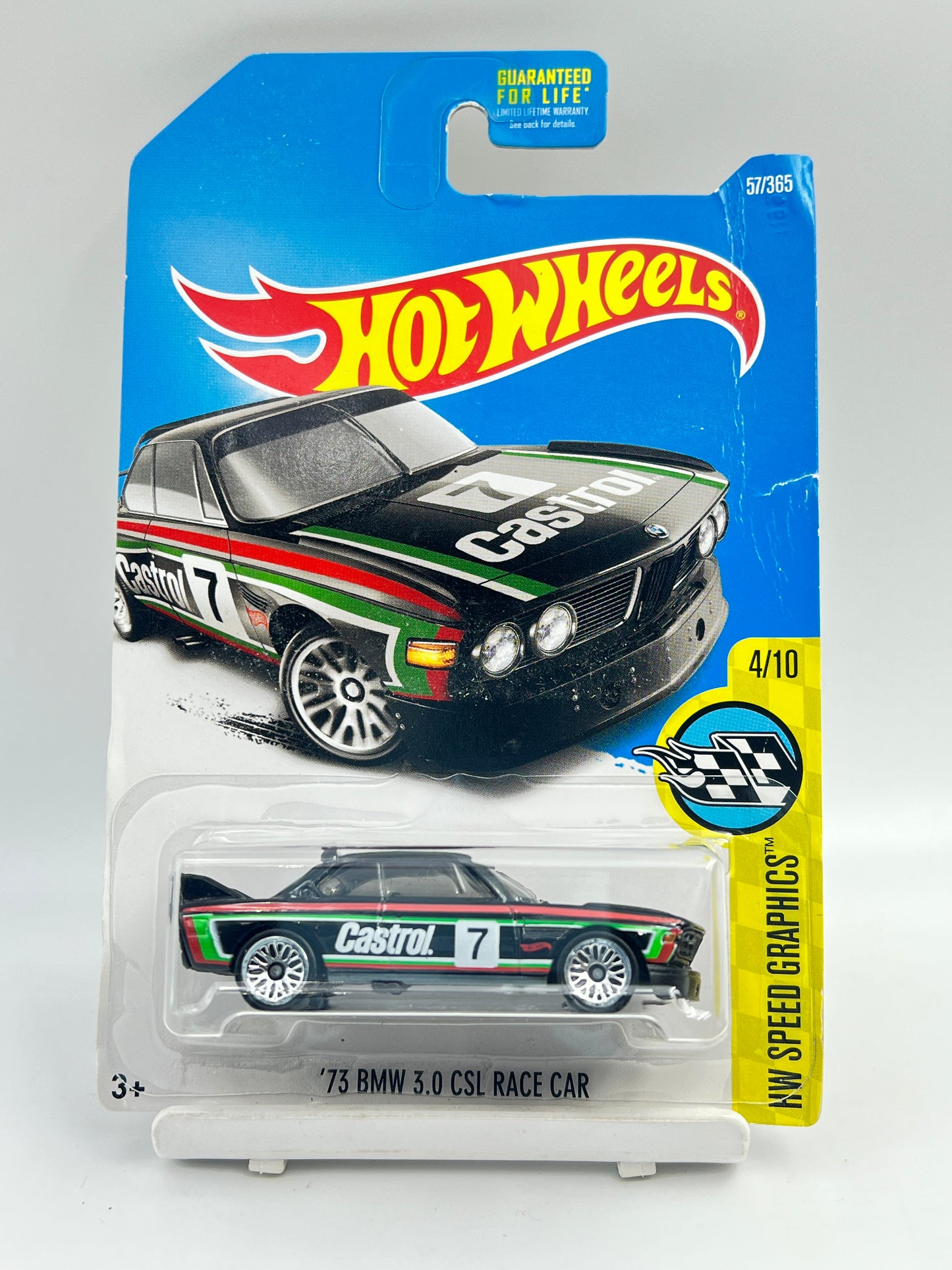 ( CARD AS IN PIC ) - CARD DAMAGE - IMPORTED - HOT WHEELS - 73 BMW 3.0 CSL RACE CAR - 3F