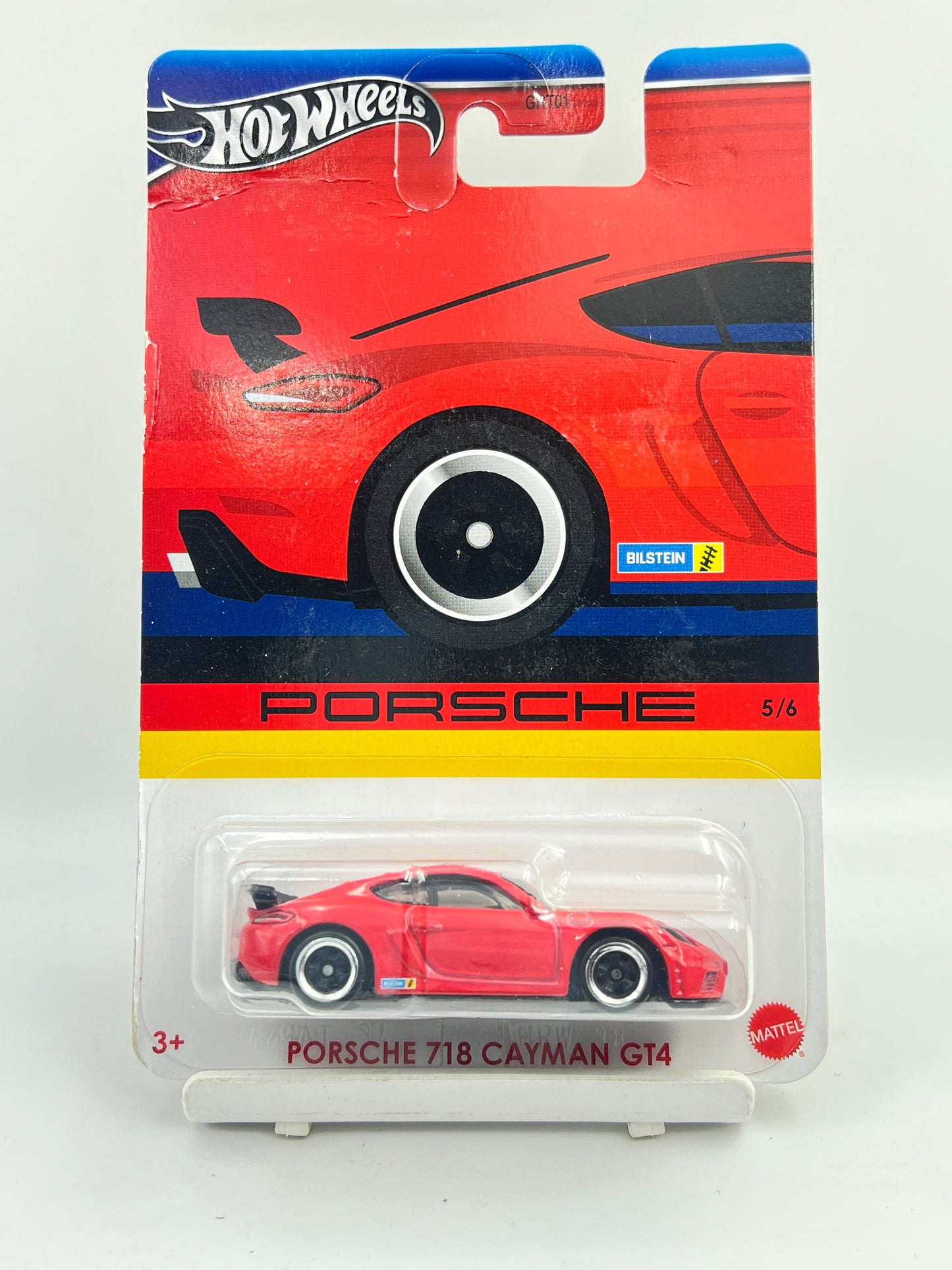 SOFT EDGES / CREASED CARD -FULL METAL- IMPORTED - HOT WHEELS - PORSCHE 718 CAYMAN GT4 - 1C