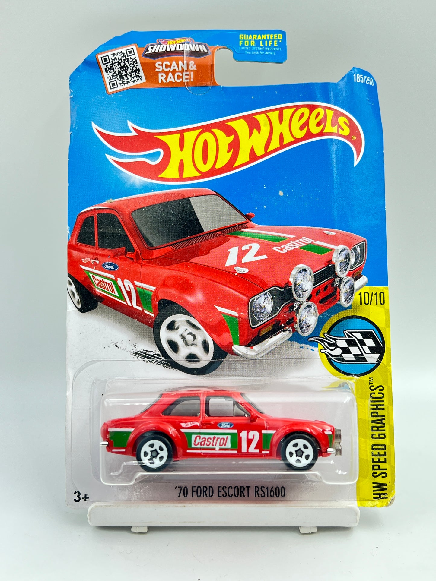 ( CARD AS IN PIC ) - IMPORTED - HOT WHEELS - 70 FORD ESCORT RS1600 - RED - 6D