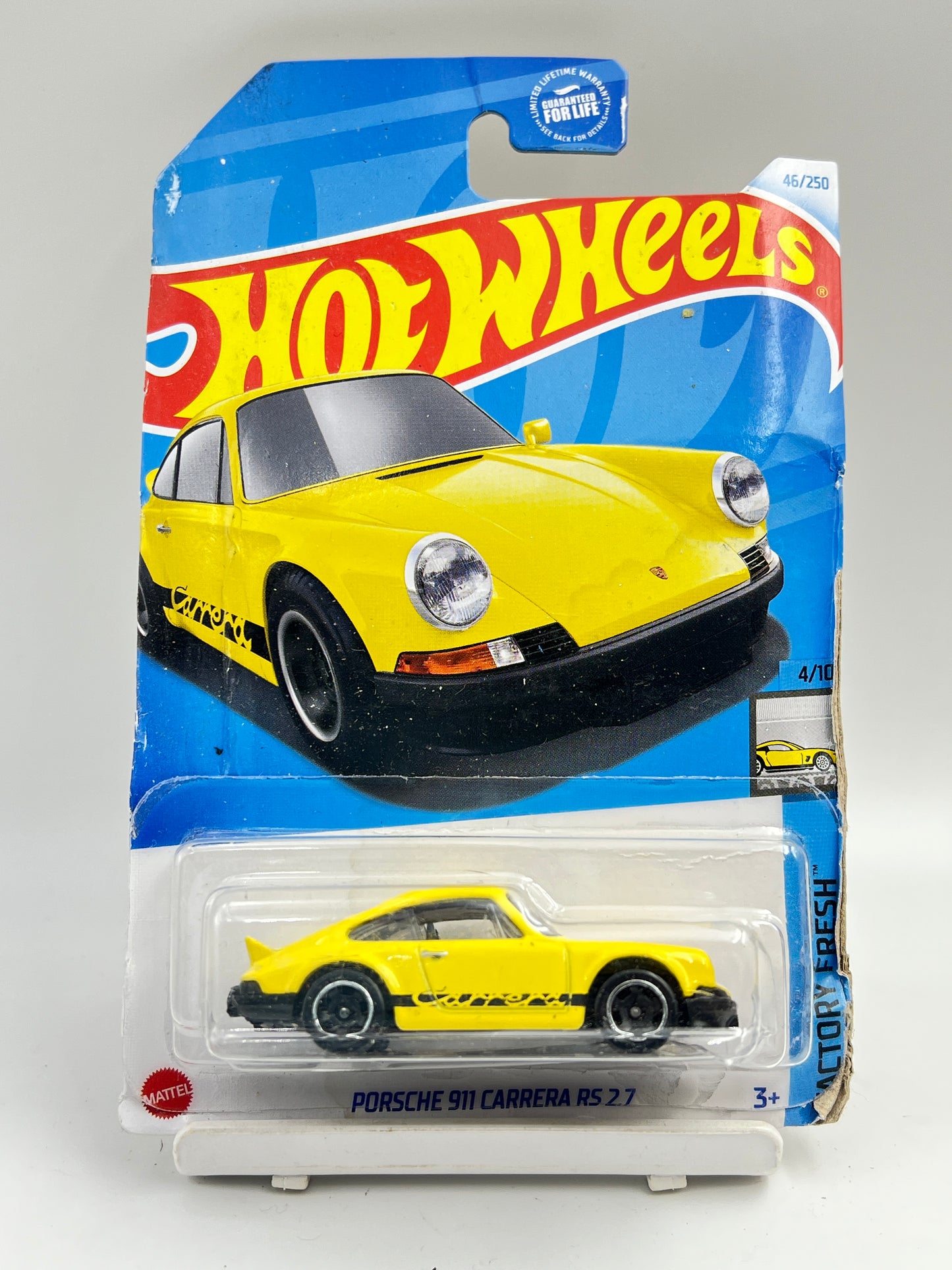 CARD DAMAGE - IMPORTED - HOT WHEELS - PORSCHE 911 CARRERA RS 2.7 - YELLOW - 6C