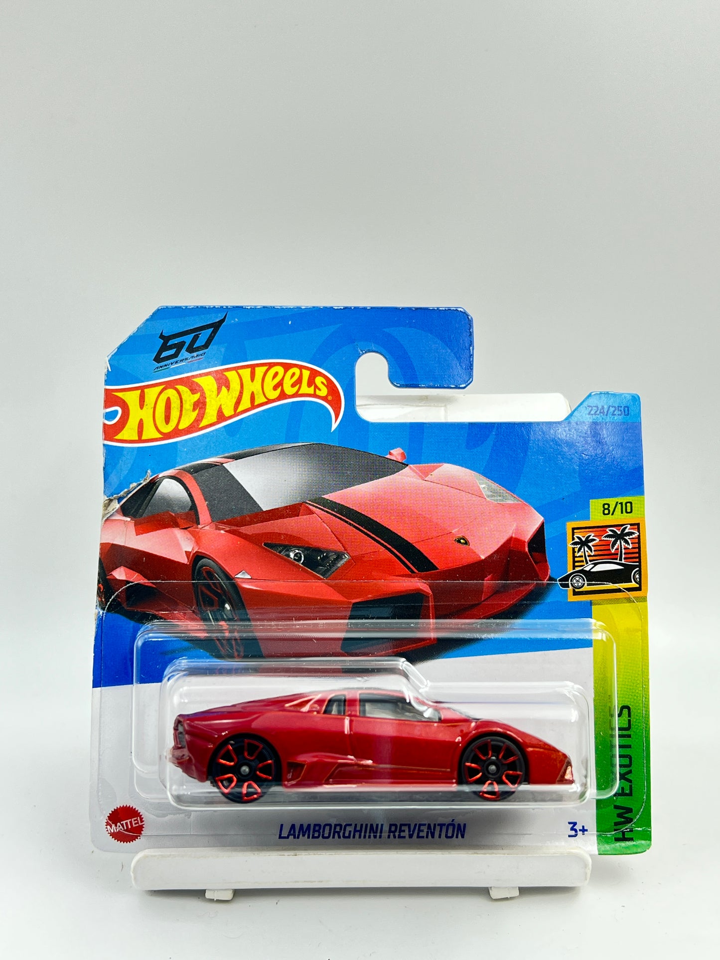 DAMAGED CARD - IMPORTED - HOT WHEELS - LAMBORGHINI REVENTON - SHORT CARD - 6C