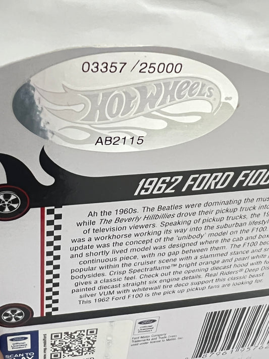 HOT WHEELS - RLC - 1962 FORD F100 - LIMITED EDITION (3357/25000)