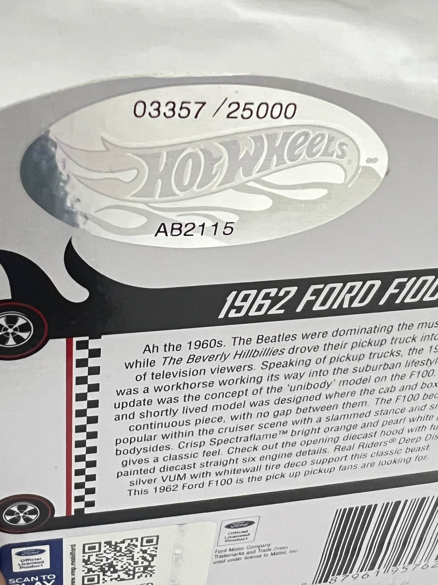 HOT WHEELS - RLC - 1962 FORD F100 - LIMITED EDITION (3357/25000) - Its Fun