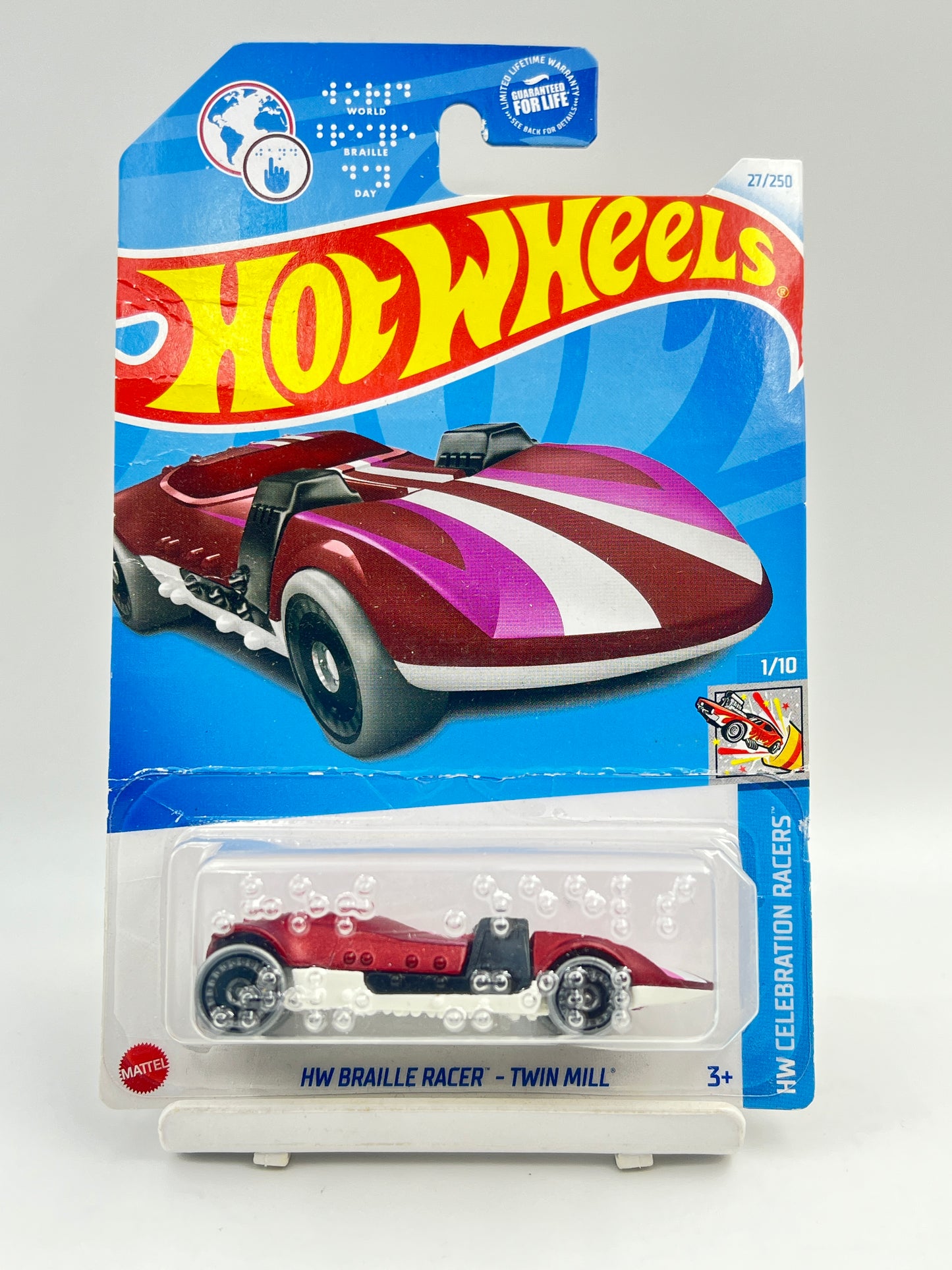 DAMAGED CARD - IMPORTED - HOT WHEELS - HW BRAILLE RACER - TWIN MILL - 3C