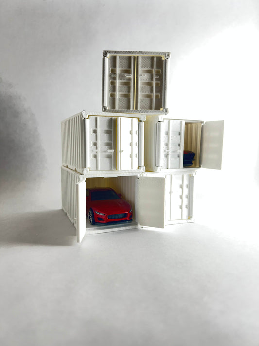 3D PRINTED CONTAINER FOR 1:64 CARS - WHITE - Its Fun