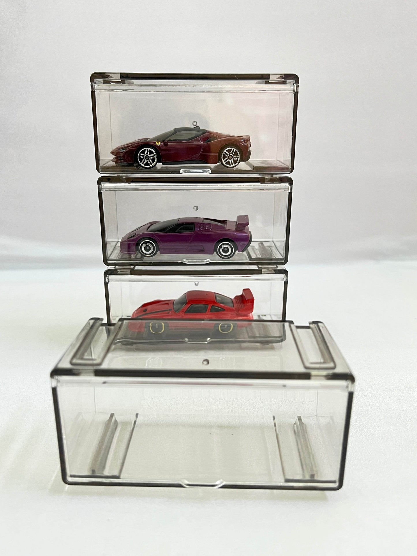 FLIP OPEN DOOR - 1:64 CAR DISPLAY ACRYLIC CASE - STACKABLE - SLIDE TO LOCK STACKING METHOD - 1 PC - Its Fun