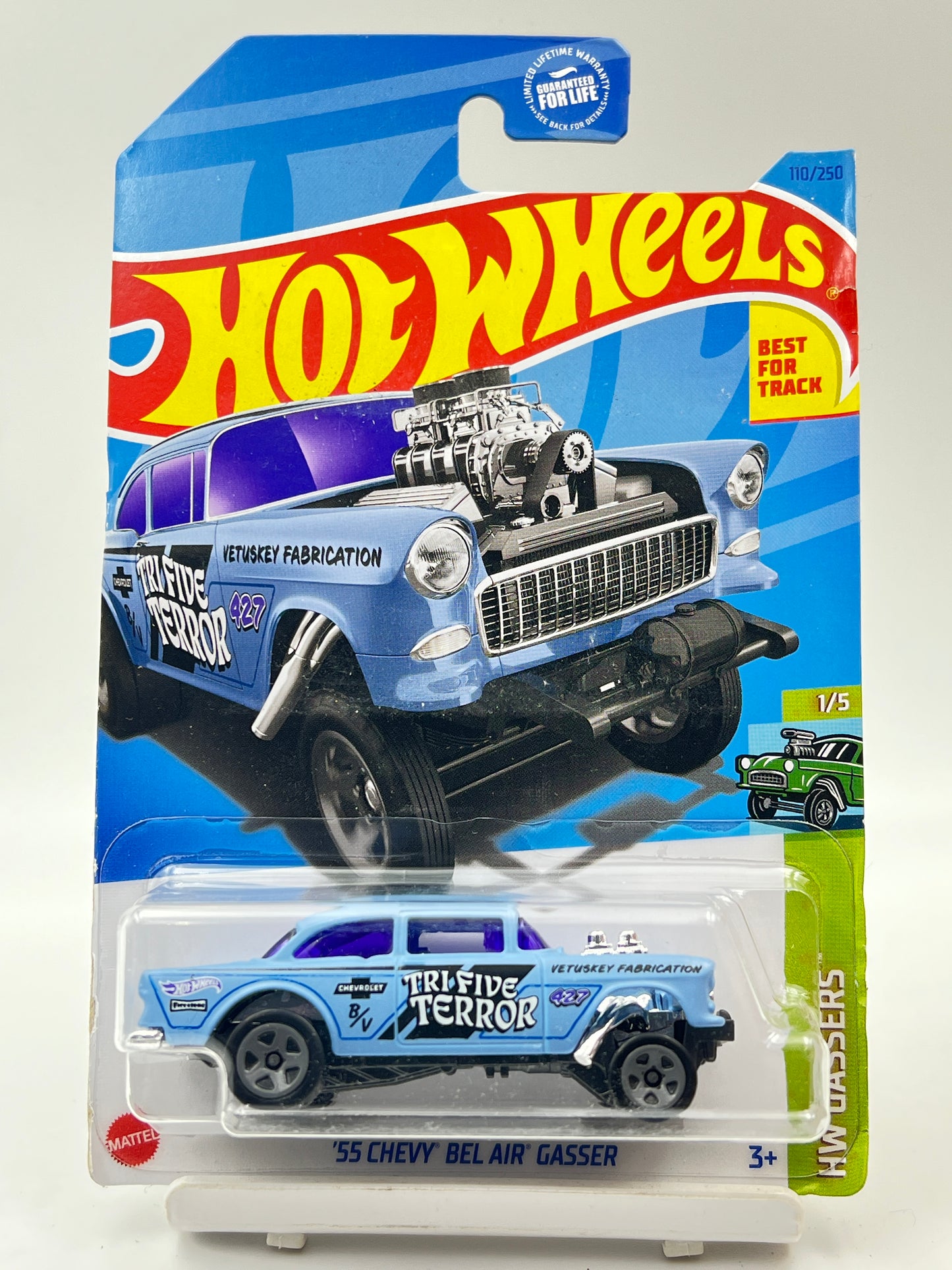 IMPORTED - HOT WHEELS - 55 CHEVY BEL AIR GASSER - BLUE - 3E