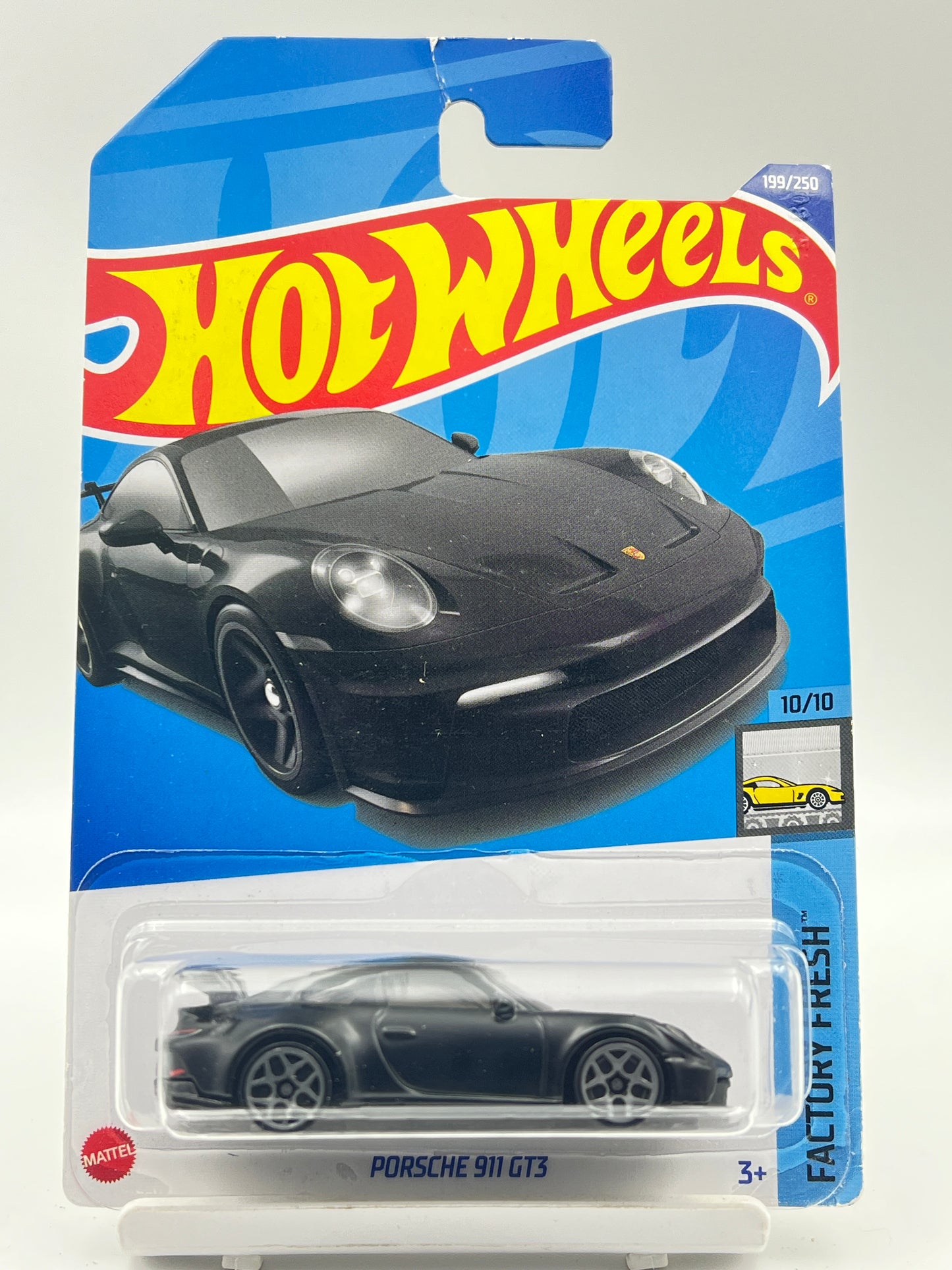 HOOK CREASE - IMPORTED - HOT WHEELS - PORSCHE 911 GT3 - MATTE BLACK - 1B