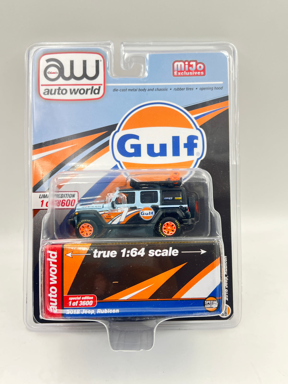 AUTO WORLD - MIJO EXCLUSIVE - LIMITED TO 3600 ONLY - 2018 JEEP RUBICON - GULF - B6