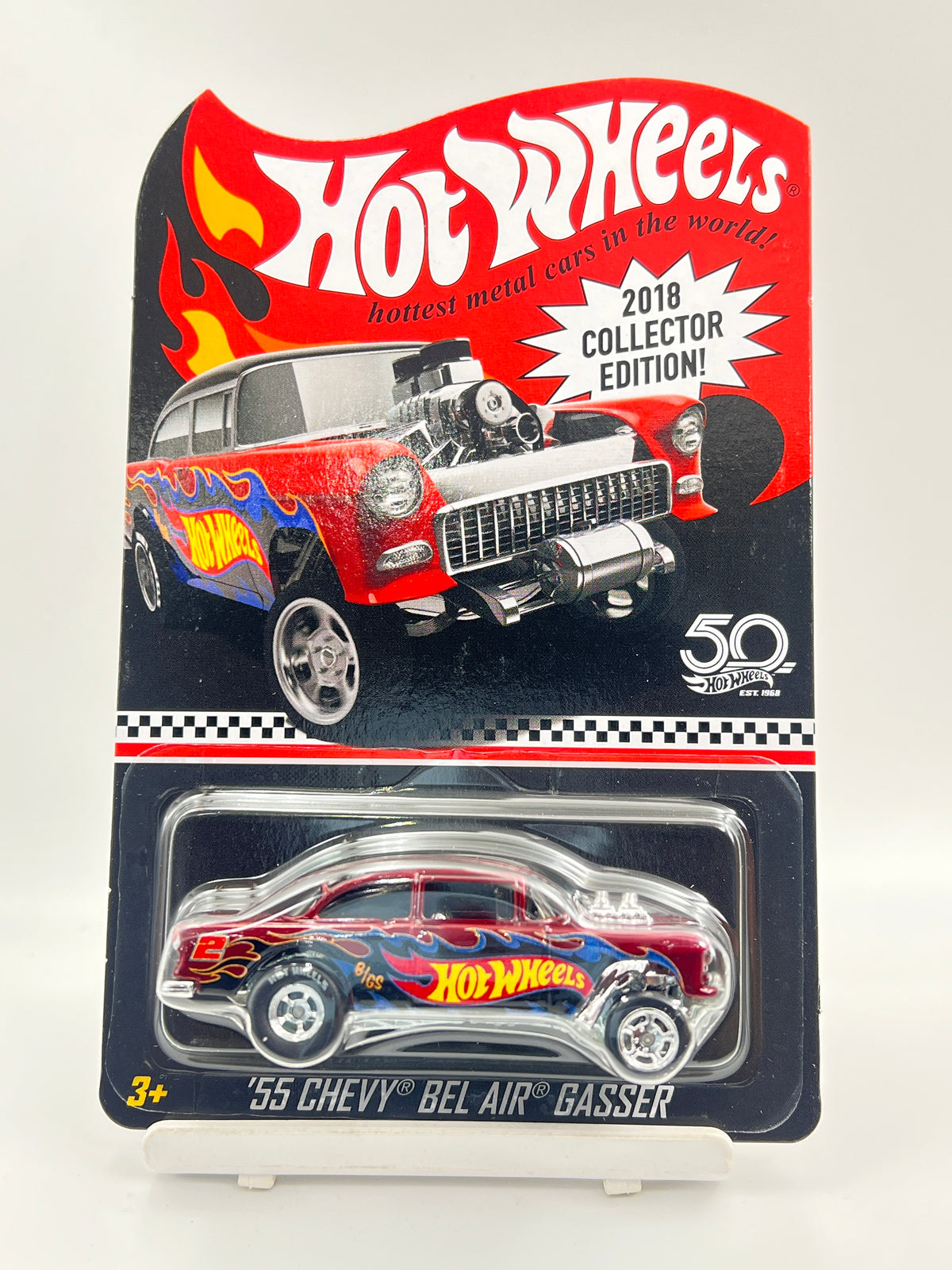 HOT WHEELS - 2018 COLLECTOR EDITION - 55 CHEVY BEL AIR GASSER - (FULL METAL / RUBBER WHEELS / HEAVY CASTING) - 2F