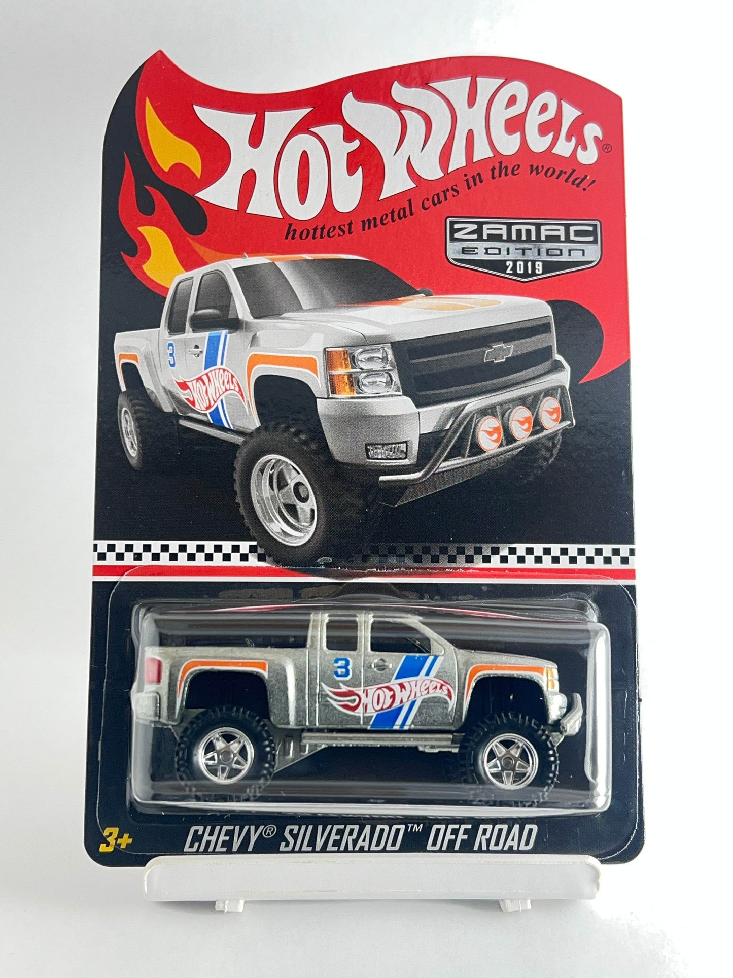 BLISTER CRACK - WITH PROTECTOR - 2019 COLLECTOR EDITION - ZAMAC - CHEVY SILVERADO OFF ROAD+ WITH PROTECTOR - 5E - Its Fun