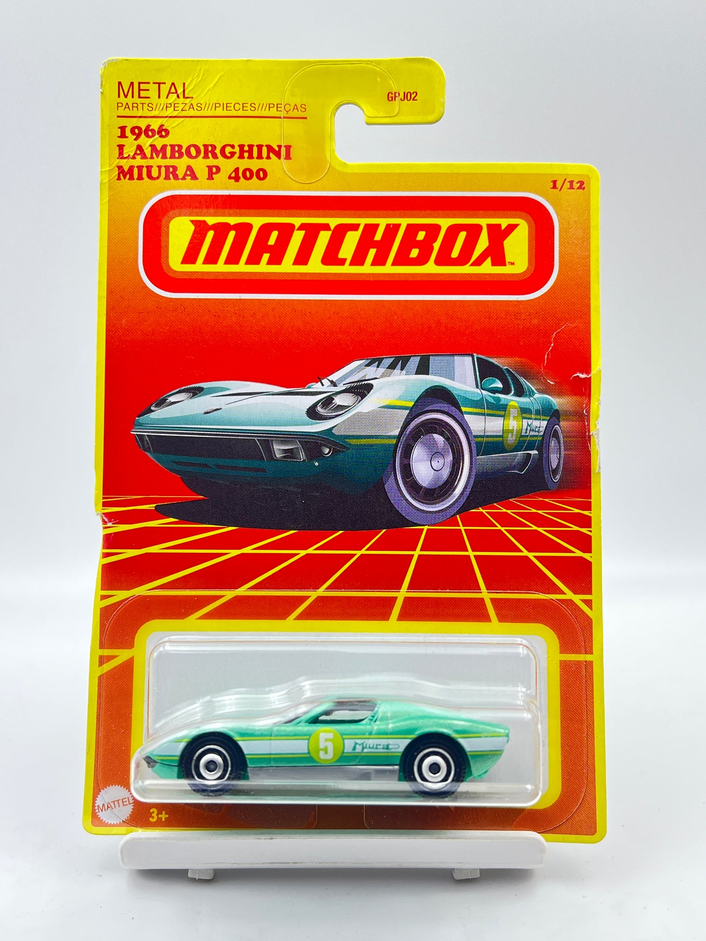 MILD CARD DAMAGE - MATCHBOX - 1966 LAMBORGHINI MIURA P 400 - 1A