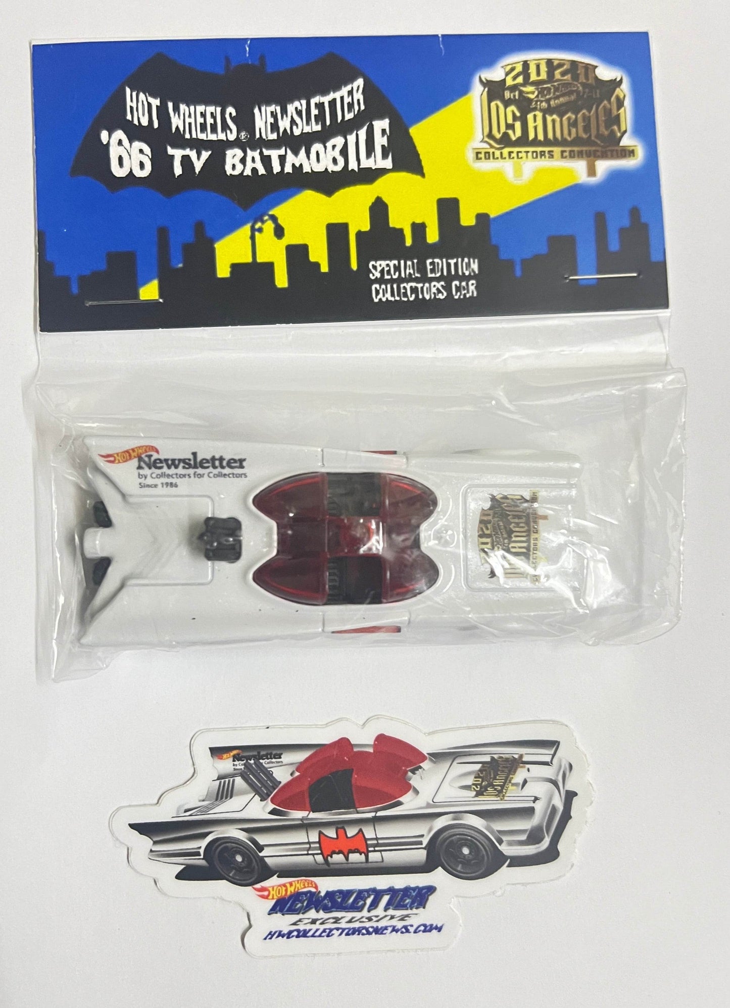 2020 LOS ANGELES COLLECTORS CONVENTION - HOT WHEELS NEWSLETTER - 66 TV BATMOBILE - WHITE - zx1 - Its Fun