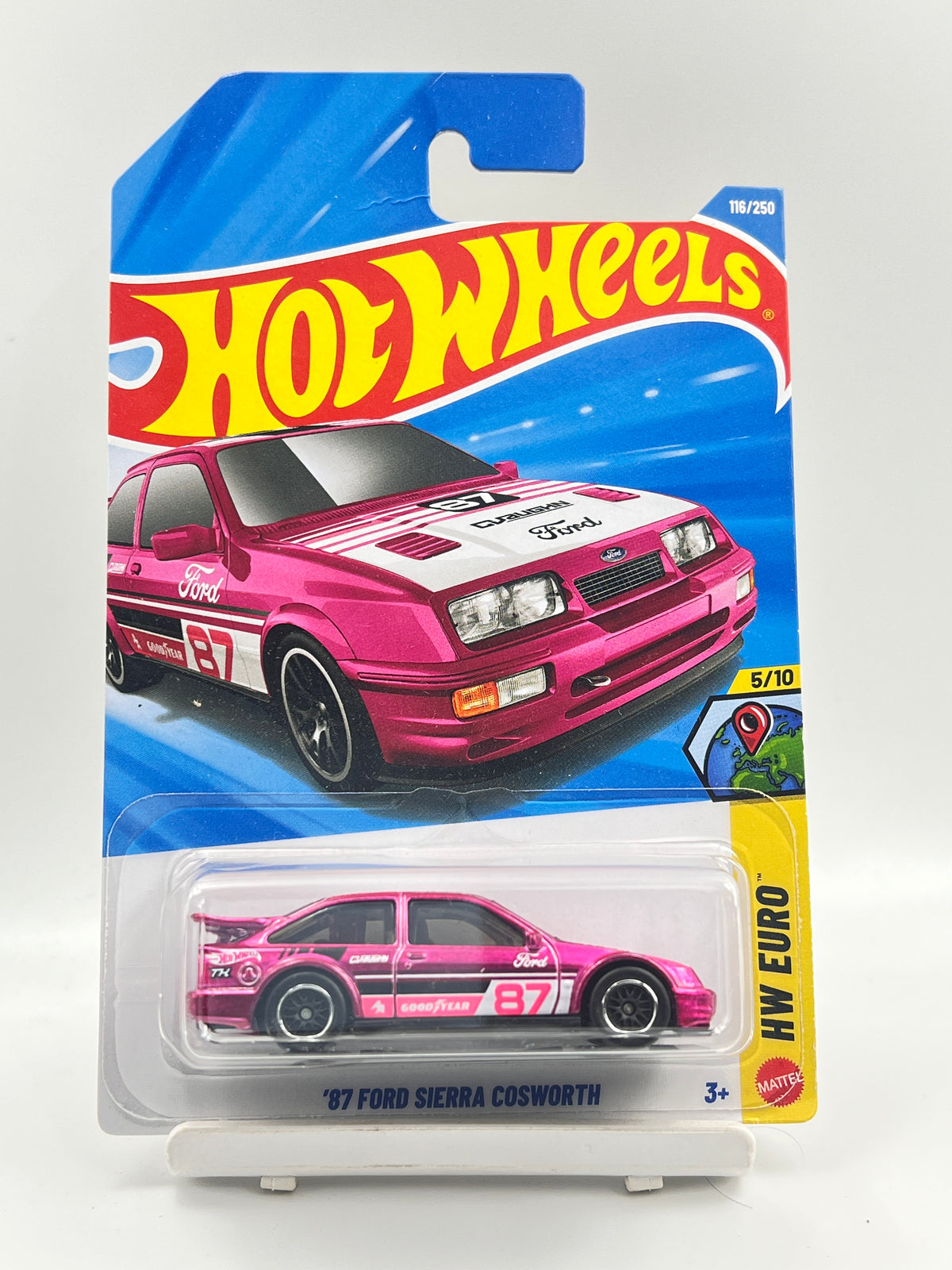 MILD CREASE - SUPER TREASURE HUNT - HOT WHEELS - 87 FORD SIERRA COSWORTH - WITH PROTECTOR - 4F