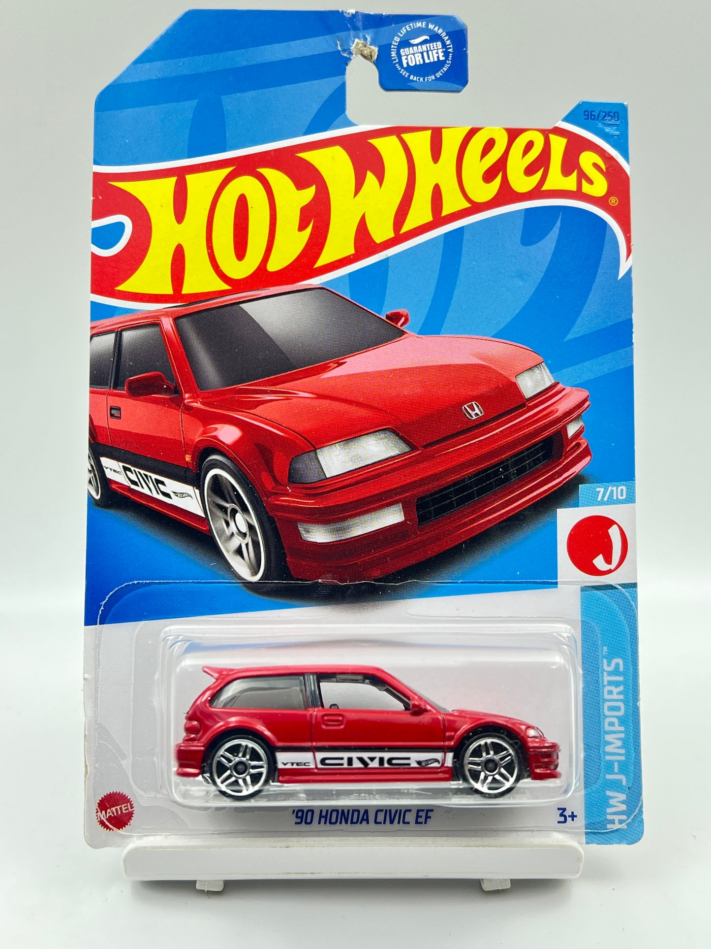 DAMAGED CARD - IMPORTED - HOT WHEELS - 90 HONDA CIVIC EF - RED - B1