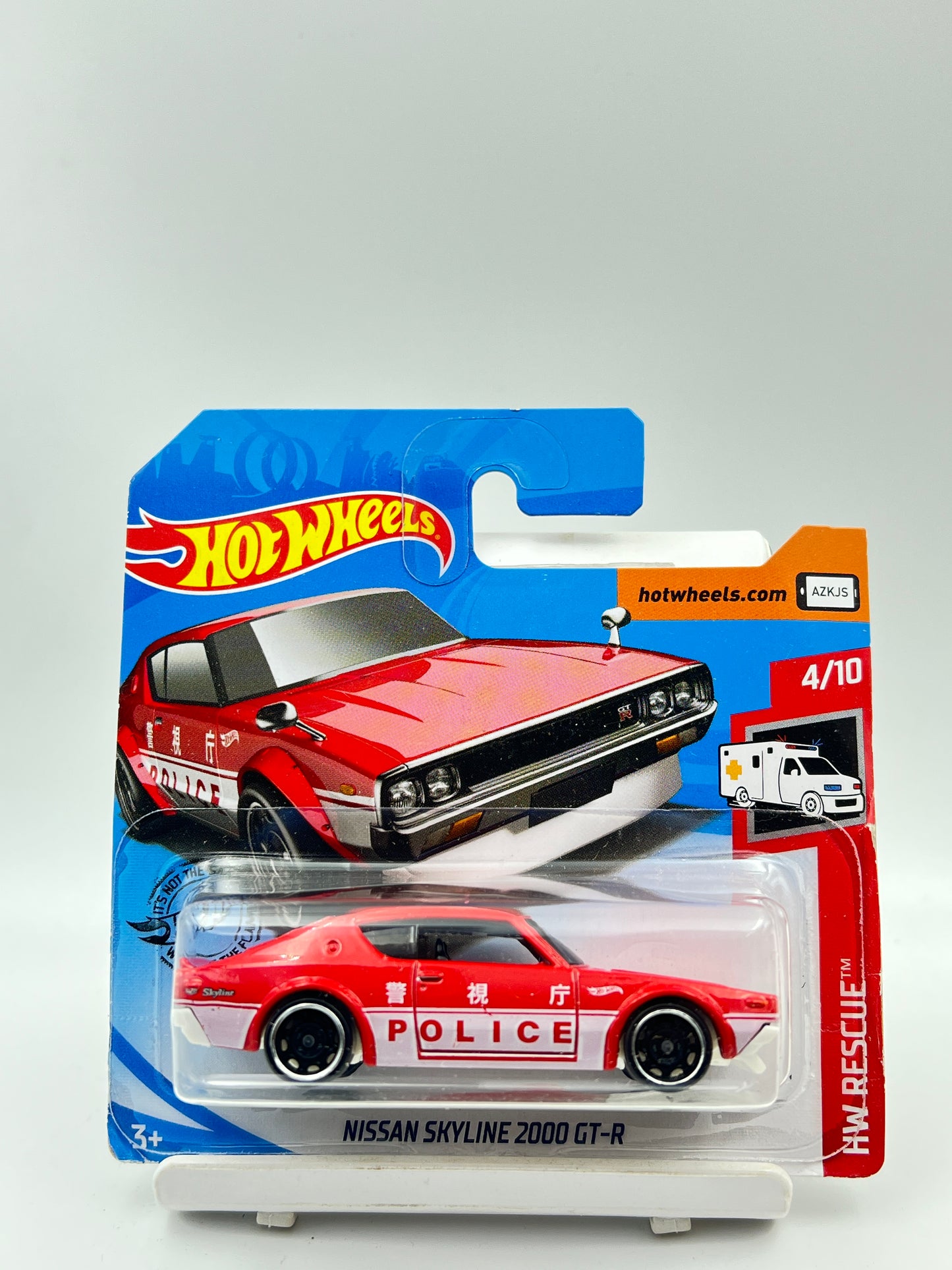 CARD DAMAGE - SHORT CARD - NIISAN SKYLINE 2000 GT-R - POLICE - RED - 2A