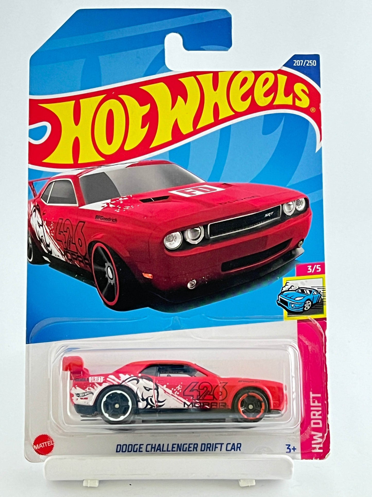 DODGE CHALLENGER DRIFT CAR - RED - CREASED CARD AT BOTTOM - 3B - Its Fun