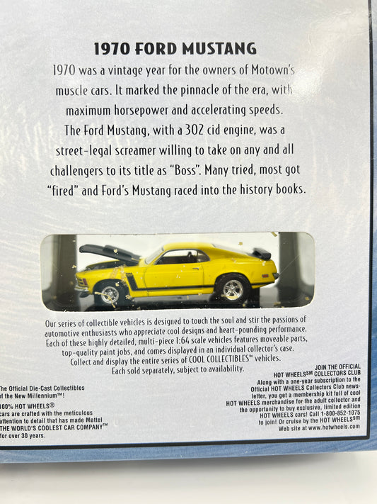 HOT WHEELS ORIGINALS - 1970 FORD MUSTANG - ACRYLIC CASE SEALED - RUBBER BAND RESIDUE DUE TO AGEING