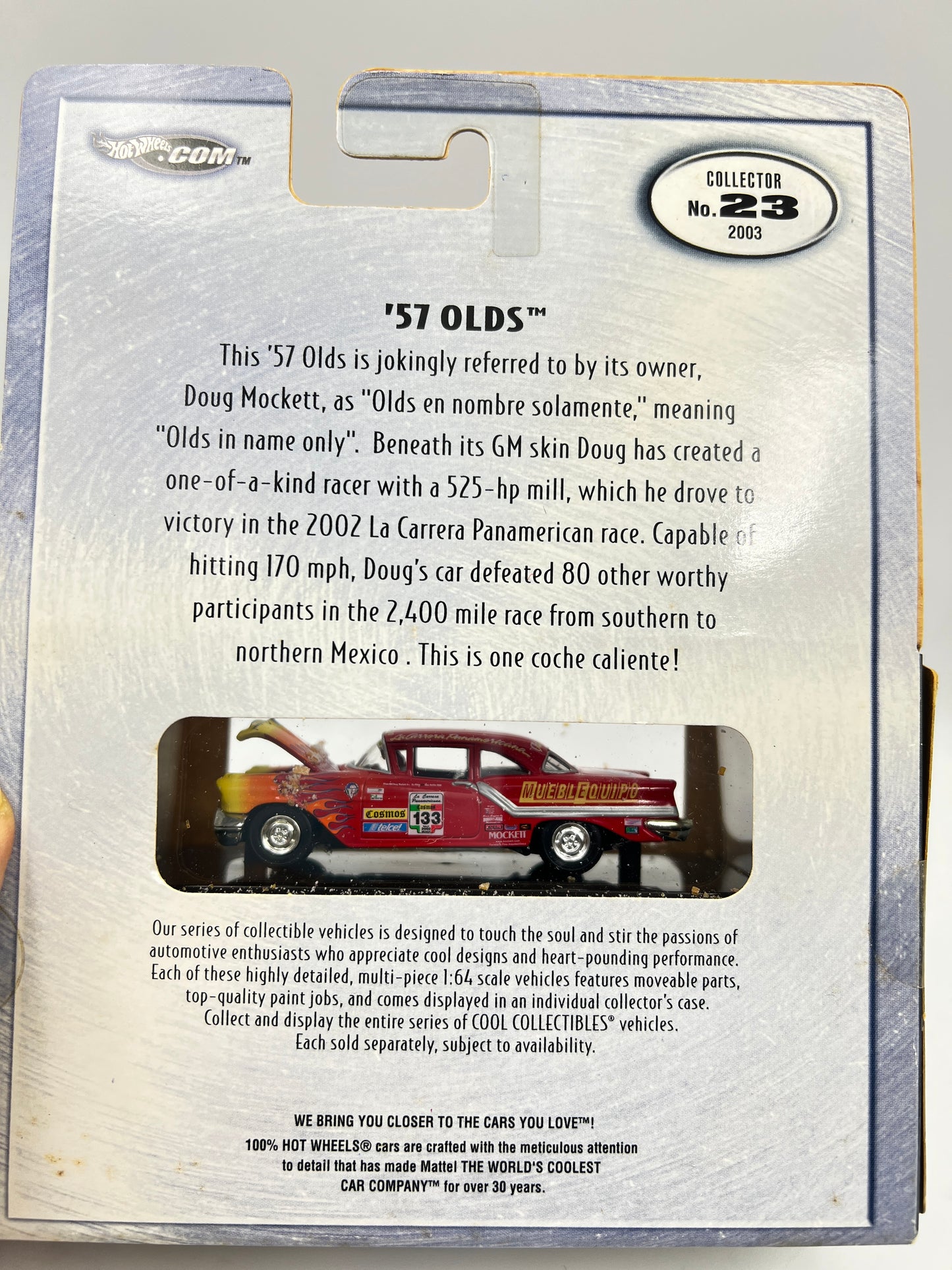 HOT WHEELS ORIGINALS - 57 OLDS - ACRYLIC CASE SEALED - RUBBER BAND RESIDUE DUE TO AGEING