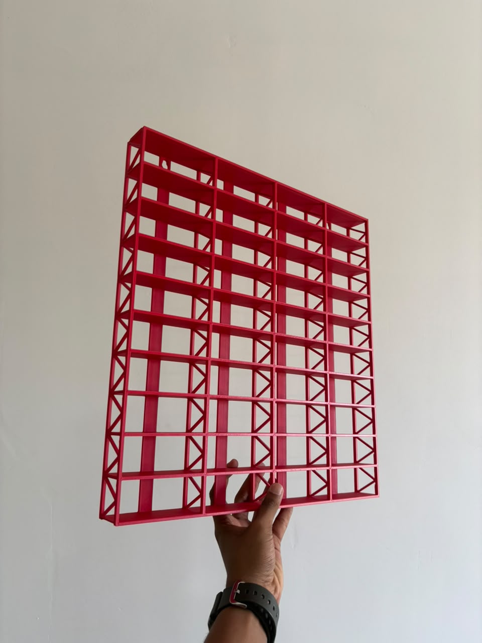 3D PRINTED WALL MOUNT RACK FOR 1:64 CARS - FOR 40 CARS - RED