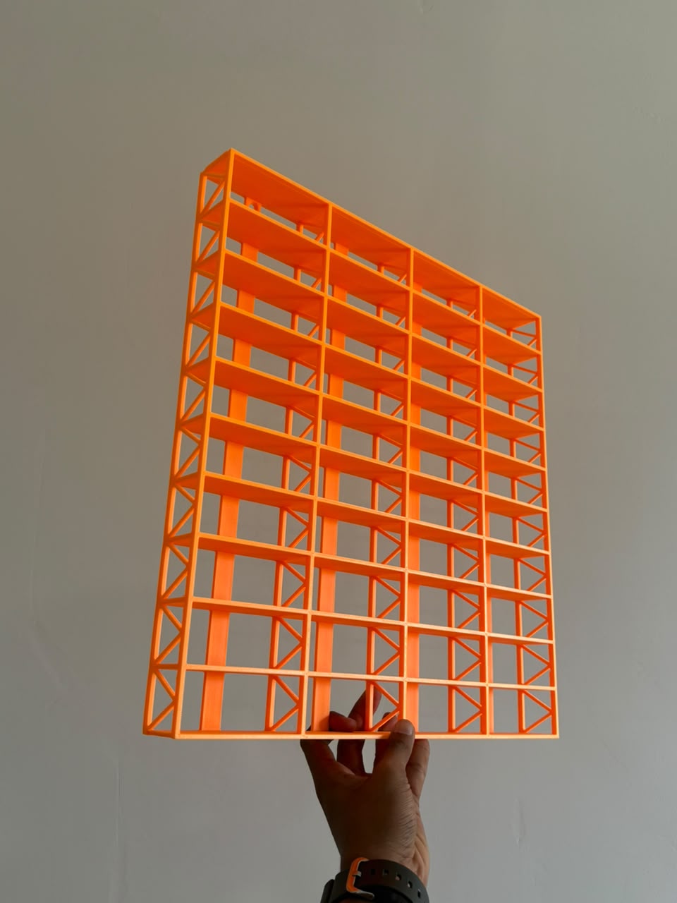3D PRINTED WALL MOUNT RACK FOR 1:64 CARS - FOR 40 CARS - ORANGE