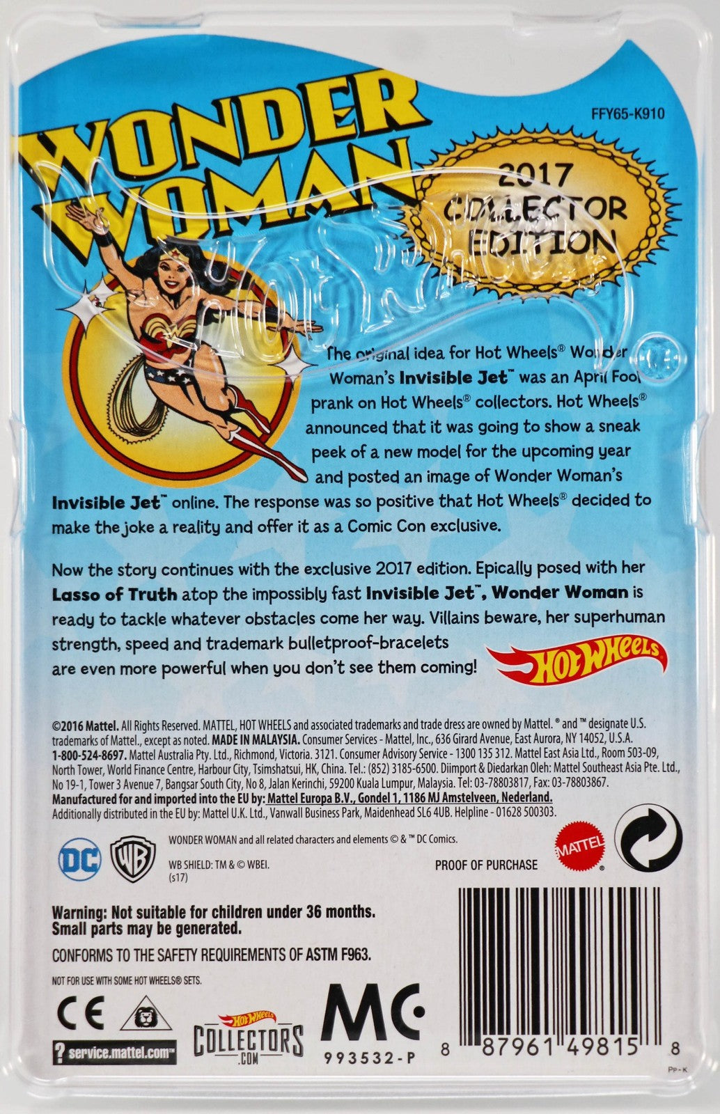 HOT WHEELS - COLLECTOR EDITION - WONDER WOMAN INVISIBLE JET