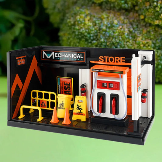 MINI DIAROMA - DIY - FUEL STATION WORKSHOP WITH ALL ACCESSORIES