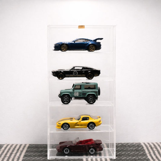 ACRYLIC SLIDE BOX FOR 5 CARS (1:64 SCALE)