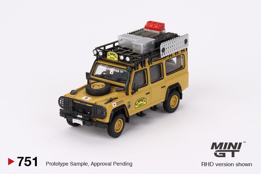 MINI GT - LAND ROVER DEFENDER 110 - 1989 CAMEL TROPHY AMAZON TEAM JAPAN