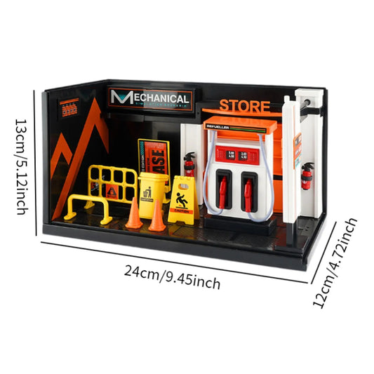 MINI DIAROMA - DIY - FUEL STATION WORKSHOP WITH ALL ACCESSORIES
