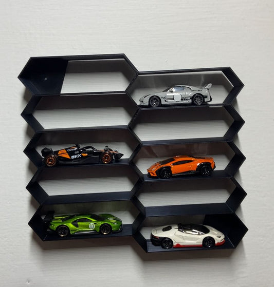 HONEYCOMB DESIGN WALL DECOR FOR 1:64 CARS - BLACK