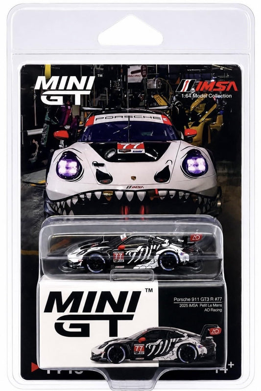 MINI GT - Porsche 911 GT3 R #77 AO Racing 2025 IMSA Petit Le Mans - BLISTER PACK