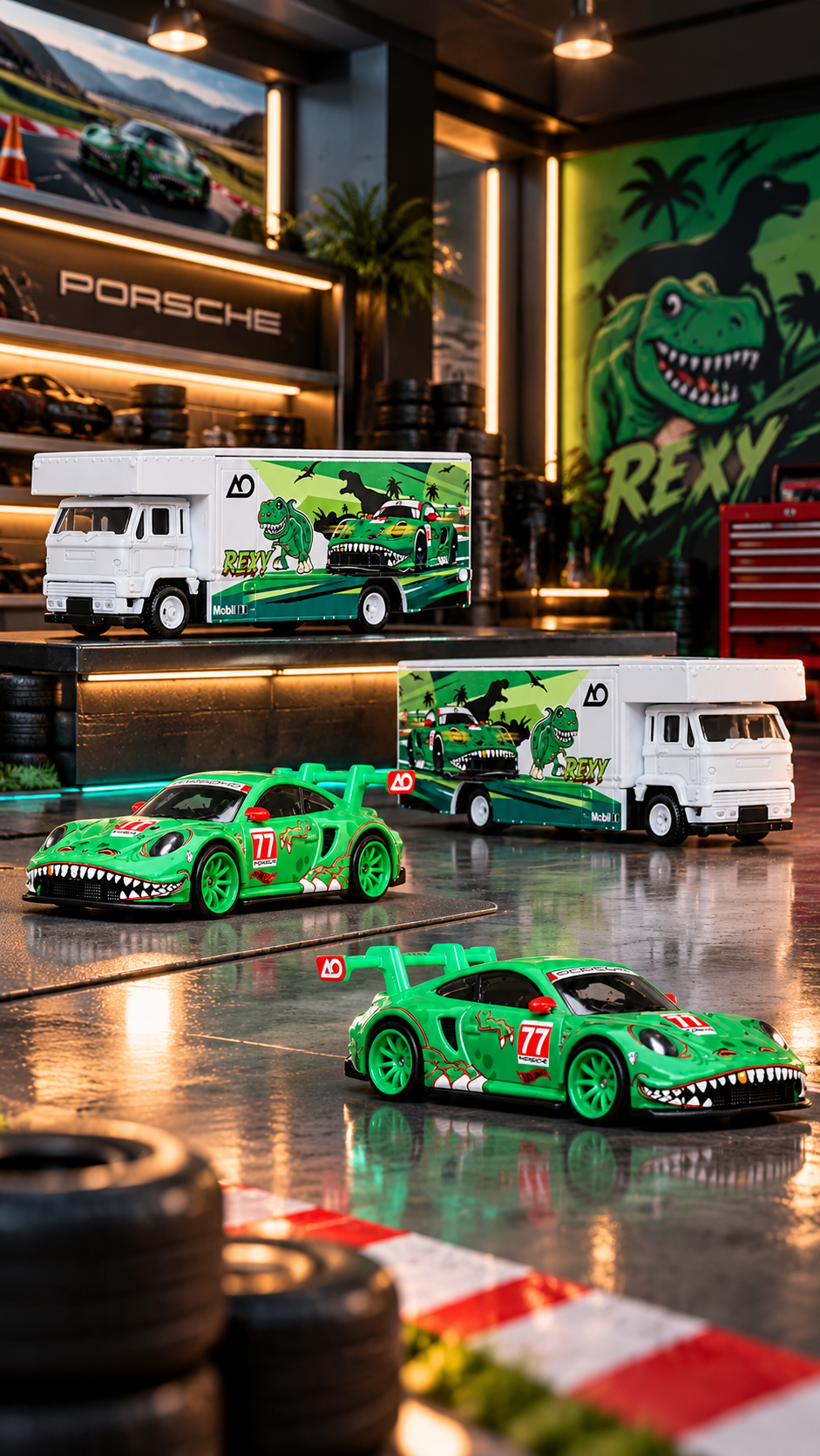 TEAM TRANSPORT - HOT WHEELS - PORSCHE 911 GT3 R (992) / FLEET FLYER - REXY- ZX1