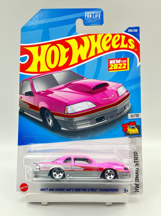 MILD BLISTER CRACK - IMPORTED - HOT WHEELS -  MATT AND DEBBIE HAY'S 1988 PRO STREET THUNDERBIRD - PINK - 9A