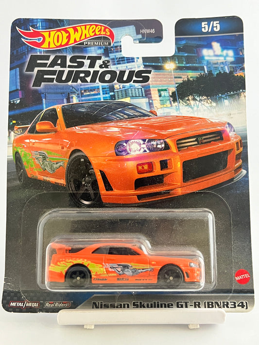PREMIUM - FAST AND FURIOUS - NISSAN SKYLINE GT-R (BNR34) - CREASED AT BOTTOM - 4B - Its Fun- Hot wheels - matchbox - diecast