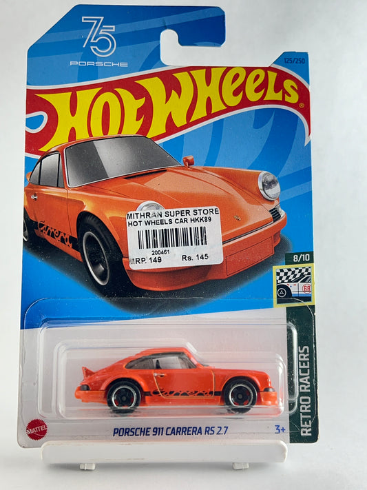 PORSCHE 911 CARRERA- ORANGE WITH STICKER ON CARD - 3B - Its Fun- Hot wheels - matchbox - diecast
