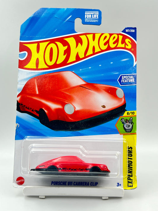 ( CARD AS IN PIC ) - IMPORTED - HOT WHEELS -  PORSCHE 911 CARRERA CLIP - RED- C1