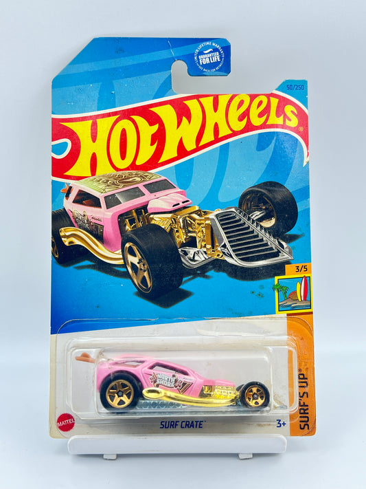 TREASURE HUNT - HOT WHEELS - OLD LOOKING YELLOW SHADED CARD - ( CARD AS IN PIC ) - SURF CRATE - 2D