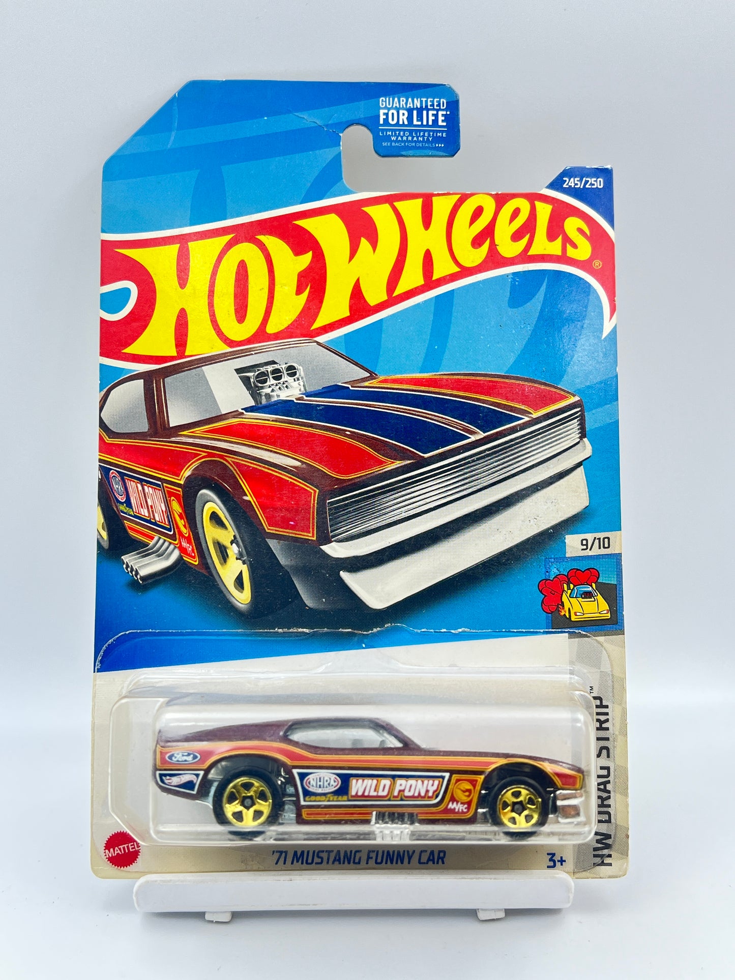 TREASURE HUNT - HOT WHEELS - OLD LOOKING YELLOW SHADED CARD - ( CARD AS IN PIC ) - 71 MUSTANG FUNNY CAR - 2D